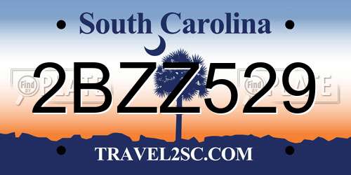 2BZZ529 South Carolina License Plate