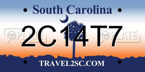2C14T7 South Carolina License Plate