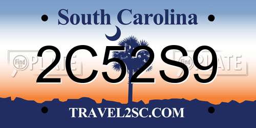 2C52S9 South Carolina License Plate