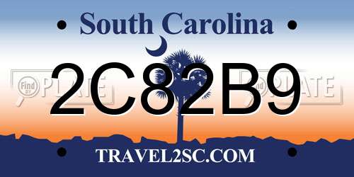 2C82B9 South Carolina License Plate