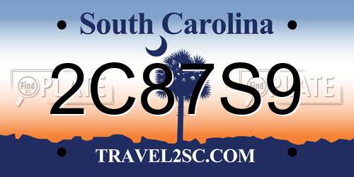 2C87S9 South Carolina License Plate