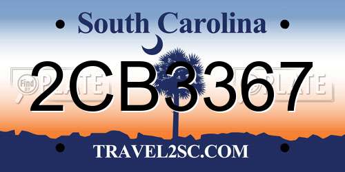 2CB3367 South Carolina License Plate