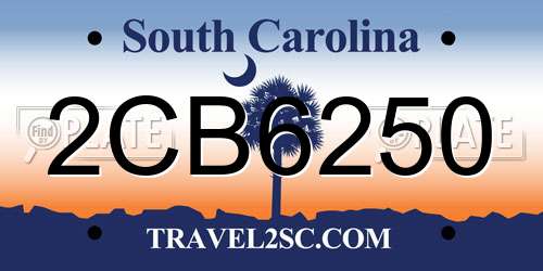 2CB6250 South Carolina License Plate