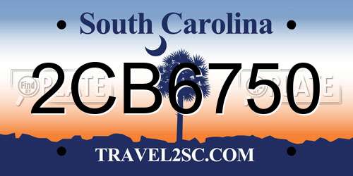 2CB6750 South Carolina License Plate