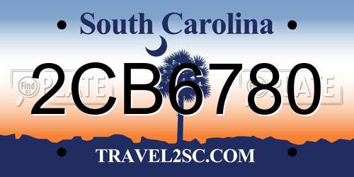 2CB6780 South Carolina License Plate