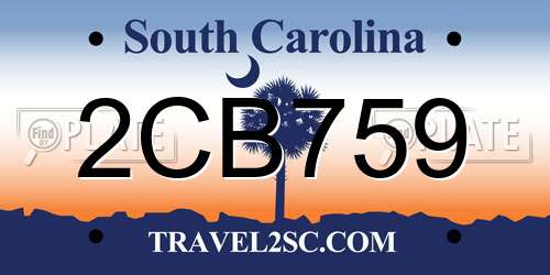 2CB759 South Carolina License Plate