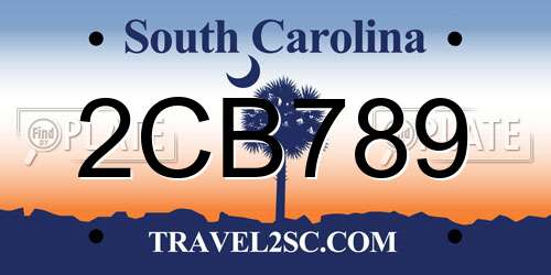 2CB789 South Carolina License Plate