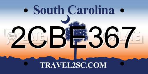 2CBE367 South Carolina License Plate
