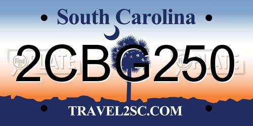 2CBG250 South Carolina License Plate