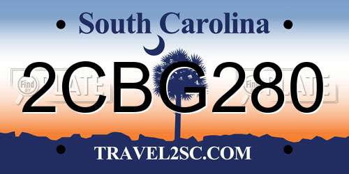 2CBG280 South Carolina License Plate