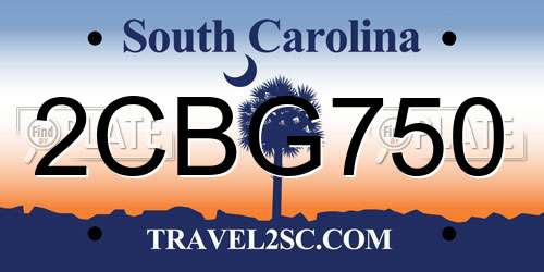 2CBG750 South Carolina License Plate