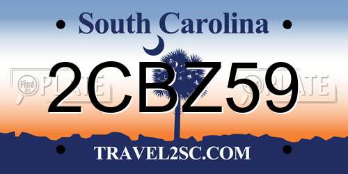 2CBZ59 South Carolina License Plate
