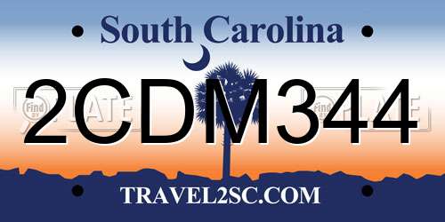 2CDM344 South Carolina License Plate