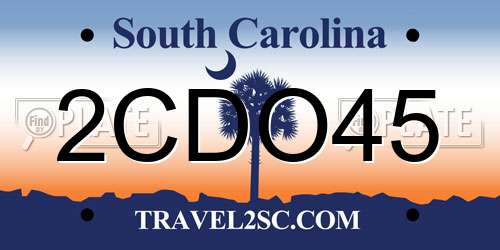 2CDO45 South Carolina License Plate