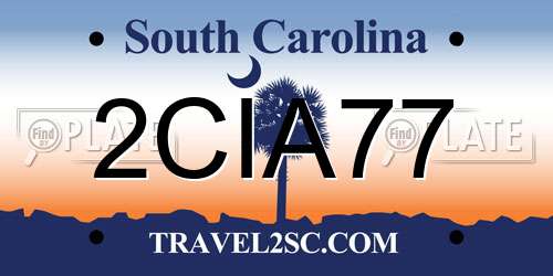 2CIA77 South Carolina License Plate