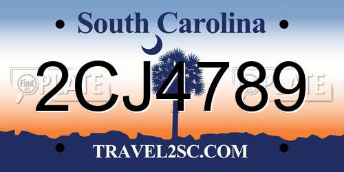 2CJ4789 South Carolina License Plate