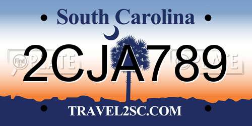 2CJA789 South Carolina License Plate