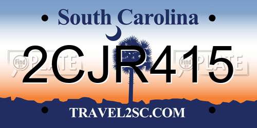 2CJR415 South Carolina License Plate