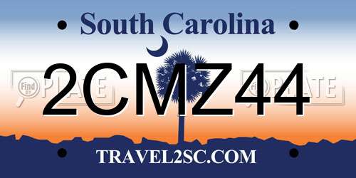 2CMZ44 South Carolina License Plate