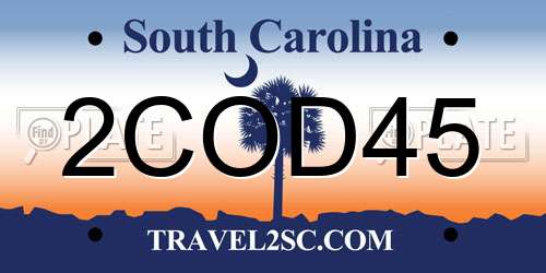 2COD45 South Carolina License Plate