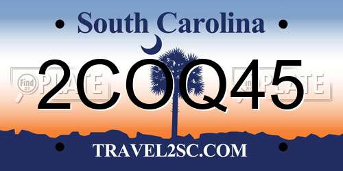 2COQ45 South Carolina License Plate
