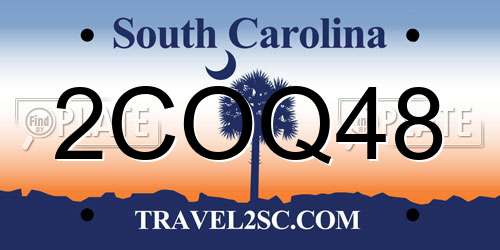 2COQ48 South Carolina License Plate