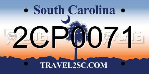 2CP0071 South Carolina License Plate