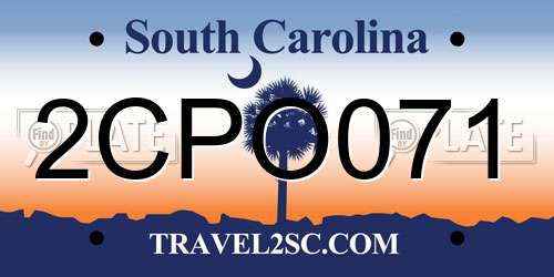 2CPO071 South Carolina License Plate