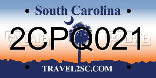 2CPQ021 South Carolina License Plate