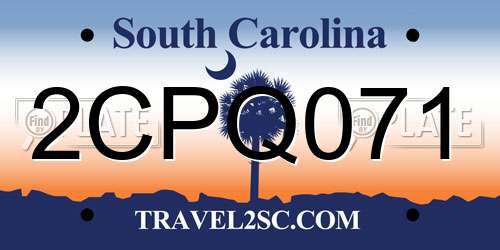 2CPQ071 South Carolina License Plate