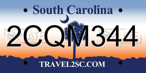 2CQM344 South Carolina License Plate