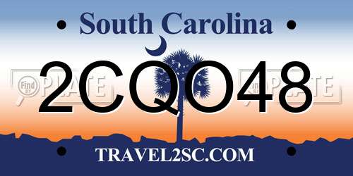 2CQO48 South Carolina License Plate