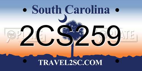 2CS259 South Carolina License Plate