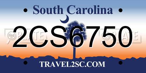 2CS6750 South Carolina License Plate