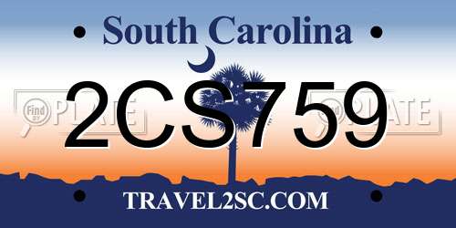 2CS759 South Carolina License Plate
