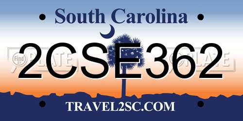 2CSE362 South Carolina License Plate