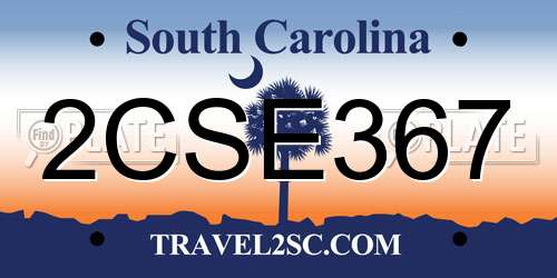 2CSE367 South Carolina License Plate