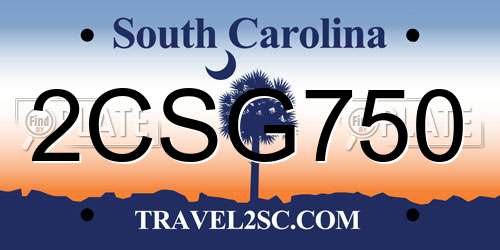 2CSG750 South Carolina License Plate