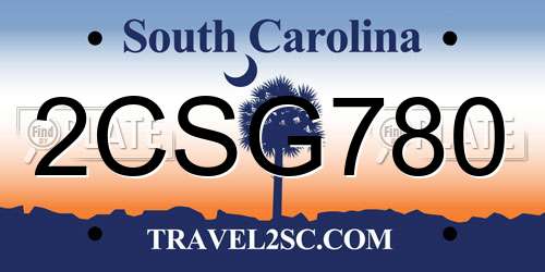 2CSG780 South Carolina License Plate