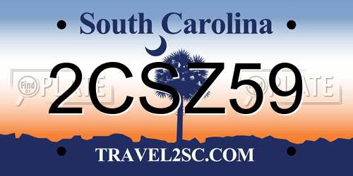 2CSZ59 South Carolina License Plate
