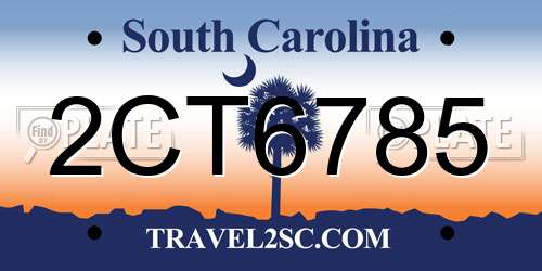 2CT6785 South Carolina License Plate