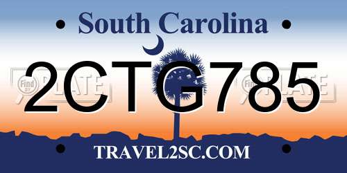 2CTG785 South Carolina License Plate