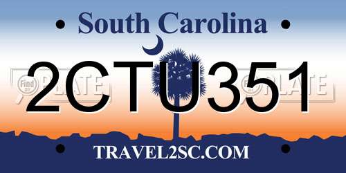 2CTU351 South Carolina License Plate