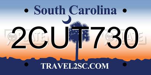 2CUT730 South Carolina License Plate