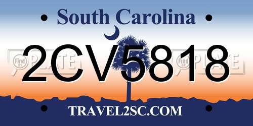 2CV5818 South Carolina License Plate