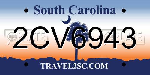 2CV6943 South Carolina License Plate