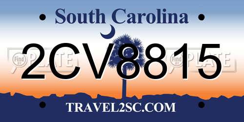2CV8815 South Carolina License Plate