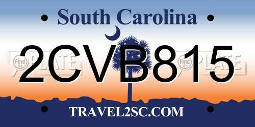 2CVB815 South Carolina License Plate