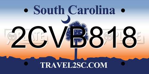 2CVB818 South Carolina License Plate