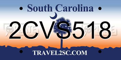 2CVS518 South Carolina License Plate
